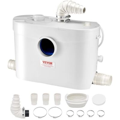 VEVOR Hebeanlage, 900 W, 180 L/min Durchfluss, 12 m Förderhöhe, Abwasserhebeanlage mit 4 Wassereinlässen, Schmutzwasserpumpe für Toilette, Keller, Dusche, Waschbecken, Waschküche, Badewanne VEVOR Hebeanlage, 900 W, 180 L/min Durchfluss, 12 m Förderhöhe, Abwasserhebeanlage mit 4 Wassereinlässen, Schmutzwasserpumpe für Toilette, Keller, Dusche, Waschbecken, Waschküche, Badewanne