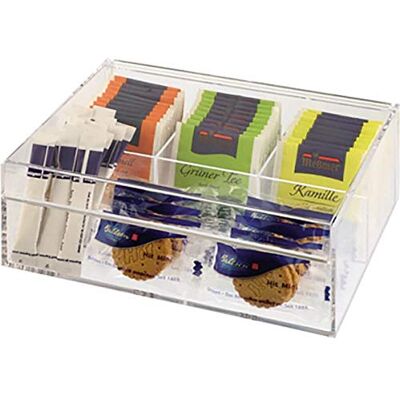 APS 11563 Teebox/Multibox, 22 x 17 cm, H: 9 cm, Kunststoff (MS), 3 Fächer für kuvertierte APS 11563 Teebox/Multibox, 22 x 17 cm, H: 9 cm, Kunststoff (MS), 3 Fächer für kuvertierte