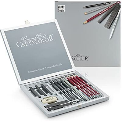 Cretacolor Silver Box, 17-teiliges Graphit Künstlerset in Holzkassette, inkl. Zubehör Cretacolor Silver Box, 17-teiliges Graphit Künstlerset in Holzkassette, inkl. Zubehör