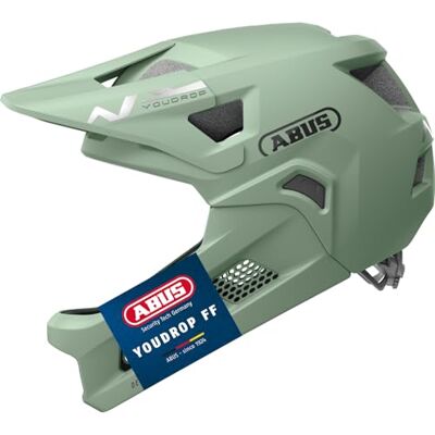 ABUS MTB-Helm YouDrop FF Fullface-Helm für Kinder und Jugendliche für den Einstieg in den Mountainbikesport mit abnehmbarem Kinnschutz Grün, Größe S ABUS MTB-Helm YouDrop FF Fullface-Helm für Kinder und Jugendliche für den Einstieg in den Mountainbikesport mit abnehmbarem Kinnschutz Grün, Größe S