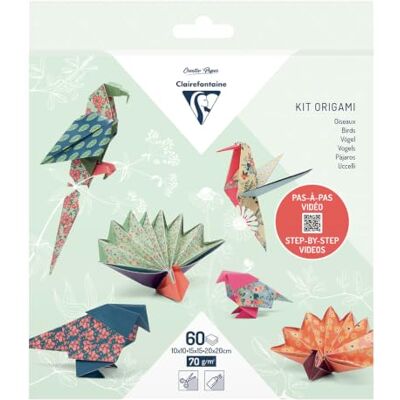 Clairefontaine Origami Szett, 60 lap, 3 formátum - Madárdíszítés - Többszínű - 5 db-os csomag Clairefontaine Origami Szett, 60 lap, 3 formátum - Madárdíszítés - Többszínű - 5 db-os csomag