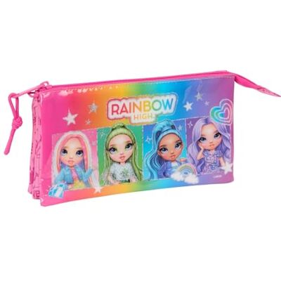 safta Rainbow HIGH Shine Dreifach-Federmäppchen für Kinder, ideal für Kinder im Schulalter, bequem und vielseitig, Qualität und Widerstandsfähigkeit, 22 x 3 x 12 cm, bunt, M, Casual safta Rainbow HIGH Shine Dreifach-Federmäppchen für Kinder, ideal für Kinder im Schulalter, bequem und vielseitig, Qualität und Widerstandsfähigkeit, 22 x 3 x 12 cm, bunt, M, Casual