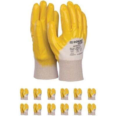 DONAU SAFETY Arbeitshandschuhe aus Baumwollstrick Herren/Größe 11, 12 Paar/Schützender Nitril Beschichtet/Gelb Weiß/Montagehandschuhe/für Montagearbei Mechaniker Service Transport und Bau DONAU SAFETY Arbeitshandschuhe aus Baumwollstrick Herren/Größe 11, 12 Paar/Schützender Nitril Beschichtet/Gelb Weiß/Montagehandschuhe/für Montagearbei Mechaniker Service Transport und Bau