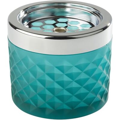 APS Windaschenbecher, Ascher Aschenbecher, aus verchromtem Metall, gefrostetes Glas, mit Bajonettverschluss, Ø 9,5 cm, 8 cm Höhe, hellblau APS Windaschenbecher, Ascher Aschenbecher, aus verchromtem Metall, gefrostetes Glas, mit Bajonettverschluss, Ø 9,5 cm, 8 cm Höhe, hellblau