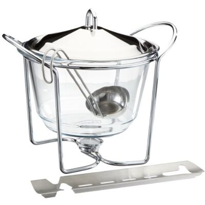 APS 65065 Feuerzangenbowle Set, Zuckerzange, Feuerzange, Punschgefäß, Glasschale, Edelstahldeckel, hochglanzpoliert, Stövchen, verchromt, Schöpfkelle, für ca. 4 Liter APS 65065 Feuerzangenbowle Set, Zuckerzange, Feuerzange, Punschgefäß, Glasschale, Edelstahldeckel, hochglanzpoliert, Stövchen, verchromt, Schöpfkelle, für ca. 4 Liter