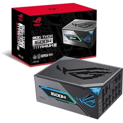 Asus ROG Thor 1600W Titanium III Gaming Evo Netzteil ROG Equalizer 12V-2x6 PCIe Stromkabel, GaN-MOSFET, OLED Display, 80 PLUS & Cybenetics, ATX 3.1, PCIE 5.1, Schwarz Asus ROG Thor 1600W Titanium III Gaming Evo Netzteil ROG Equalizer 12V-2x6 PCIe Stromkabel, GaN-MOSFET, OLED Display, 80 PLUS & Cybenetics, ATX 3.1, PCIE 5.1, Schwarz