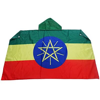 AZ FLAG Umhangflagge Äthiopien 150x90 cm Äthiopische Cape Fahne 100% Polyester mit integrierten Ärmeln und Kapuze Body Flag 80g AZ FLAG Umhangflagge Äthiopien 150x90 cm Äthiopische Cape Fahne 100% Polyester mit integrierten Ärmeln und Kapuze Body Flag 80g