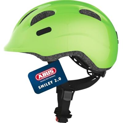 ABUS Kinderhelm Smiley 2.0 Robuster Fahrradhelm für Mädchen und Jungs Grün (funkelnd), Größe M ABUS Kinderhelm Smiley 2.0 Robuster Fahrradhelm für Mädchen und Jungs Grün (funkelnd), Größe M