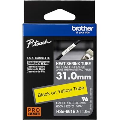 Brother Original Pro Tape HSe-661E Schrumpfschlauch – schwarz auf gelb Brother Original Pro Tape HSe-661E Schrumpfschlauch – schwarz auf gelb