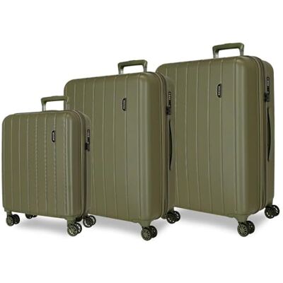 MOVOM Wood Kabinenkoffer, mittelgroß, groß und Sets, Harter ABS-Kunststoff, TSA-Verschluss, 4 Doppelrollen, ausziehbar, Handgepäck von Joumma Bags, kaki, Set mit 3 Koffern MOVOM Wood Kabinenkoffer, mittelgroß, groß und Sets, Harter ABS-Kunststoff, TSA-Verschluss, 4 Doppelrollen, ausziehbar, Handgepäck von Joumma Bags, kaki, Set mit 3 Koffern