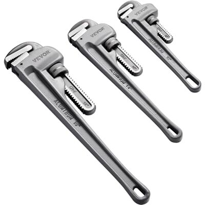 VEVOR 3-teiliges Rohrzangen-Set, 10" 14" 18" gerade Aluminium-Rohrzange, verstellbarer Sanitärschlüssel, mit hochfester Backe und ergonomischem Griff, aufhängbares Design, für Wasserleitungen VEVOR 3-teiliges Rohrzangen-Set, 10" 14" 18" gerade Aluminium-Rohrzange, verstellbarer Sanitärschlüssel, mit hochfester Backe und ergonomischem Griff, aufhängbares Design, für Wasserleitungen