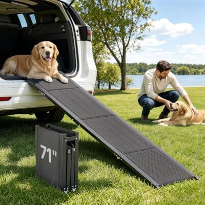 VEVOR Hunderampe, 180 x 43,2 cm, Faltbare Hundeautorampe für mittelgroße & große Hunde bis 113 kg, Einstiegshilfe mit Rutschfester Oxford-Gewebeoberfläche, tragbare Hundetreppe für SUV & LKW VEVOR Hunderampe, 180 x 43,2 cm, Faltbare Hundeautorampe für mittelgroße & große Hunde bis 113 kg, Einstiegshilfe mit Rutschfester Oxford-Gewebeoberfläche, tragbare Hundetreppe für SUV & LKW