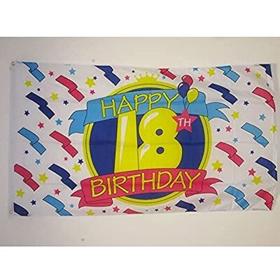 AZ FLAG Flagge Alles Gute Zum Geburtstag 18 Jahre 150x90 cm Happy 18Th Birthday Fahne 100% Polyester mit Messing-Ösen 110g AZ FLAG Flagge Alles Gute Zum Geburtstag 18 Jahre 150x90 cm Happy 18Th Birthday Fahne 100% Polyester mit Messing-Ösen 110g