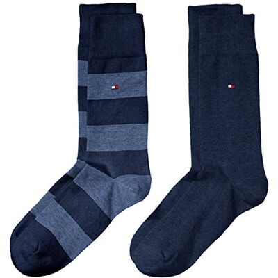 Tommy Hilfiger Herrensocken Doppelpack Uni/Ringel schwarz Tommy Hilfiger Herrensocken Doppelpack Uni/Ringel schwarz