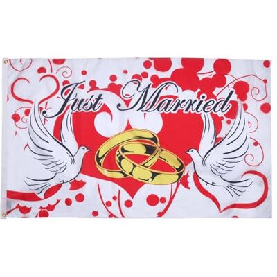 AZ FLAG Flagge Genau Verheiratet 150x90 cm Just Married Fahne 100% Polyester mit Messing-Ösen 110g AZ FLAG Flagge Genau Verheiratet 150x90 cm Just Married Fahne 100% Polyester mit Messing-Ösen 110g