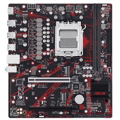 Asus EX-B850M-V7, Motherboard AMD Micro-ATX, DDR5-Slot, PCIe 5.0 Ready, Zwei M.2-Steckplätze, Ethernet Realtek 5 GB, HDMI 2.1, SATA 6 Gbit/s, USB-Anschlüsse hinten mit 10 Gbit/s und vorne USB-C mit 5 Asus EX-B850M-V7, Motherboard AMD Micro-ATX, DDR5-Slot, PCIe 5.0 Ready, Zwei M.2-Steckplätze, Ethernet Realtek 5 GB, HDMI 2.1, SATA 6 Gbit/s, USB-Anschlüsse hinten mit 10 Gbit/s und vorne USB-C mit 5