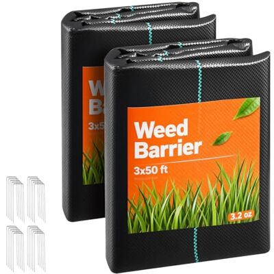 VEVOR 2X Unkrautvlies 0,9x15,2 m Gartenvlies 90 g/㎡, Unkrautmatte aus Polypropylen, Unkrautfolie mit Hoher Belüftung Entwässerung, Wurzelsperre gegen Unkraut für Gewächshaus Bauernhof Garten, Schwarz VEVOR 2X Unkrautvlies 0,9x15,2 m Gartenvlies 90 g/㎡, Unkrautmatte aus Polypropylen, Unkrautfolie mit Hoher Belüftung Entwässerung, Wurzelsperre gegen Unkraut für Gewächshaus Bauernhof Garten, Schwarz