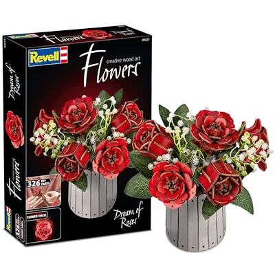 Revell Dream of Roses Ewiger Rosenstrauß aus Holz, Blumen aus Holz zum Zusammenbauen mit Vase und Duftring, DIY Blumen Deko, Romantische Geschenkidee Revell Dream of Roses Ewiger Rosenstrauß aus Holz, Blumen aus Holz zum Zusammenbauen mit Vase und Duftring, DIY Blumen Deko, Romantische Geschenkidee