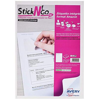 Avery Stick NGO NGO l7982 – 100 Set 100 Blatt Papier mit Etikett Klebestreifen integrierte 85 x 45 mm Avery Stick NGO NGO l7982 – 100 Set 100 Blatt Papier mit Etikett Klebestreifen integrierte 85 x 45 mm