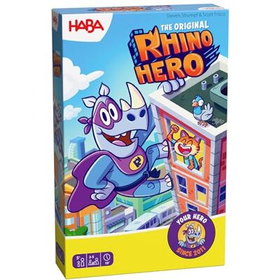 HABA Rhino Hero Spannendes 3D Stapelspiel und Karten Hochhaus Geschicklichkeitsspiel für schnellen Familienspaß bis 5 Spieler Ab 5 Jahren 2013172001 HABA Rhino Hero Spannendes 3D Stapelspiel und Karten Hochhaus Geschicklichkeitsspiel für schnellen Familienspaß bis 5 Spieler Ab 5 Jahren 2013172001