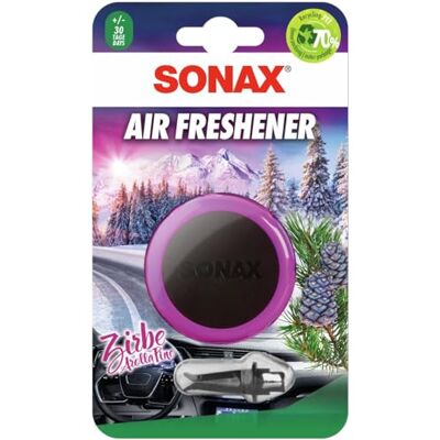 Sonax Zirbe Levegőfrissítő - Hosszan tartó fenyőillat - Egyszerűen rögzíthető a szellőzőnyílásra - Magas minőségű parfümolajok - Kompakt blisztercsomagolás Sonax Zirbe Levegőfrissítő - Hosszan tartó fenyőillat - Egyszerűen rögzíthető a szellőzőnyílásra - Magas minőségű parfümolajok - Kompakt blisztercsomagolás