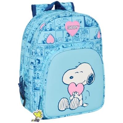 safta SNOOPY Love Schulrucksack für Kinder, Kinderrucksack, anpassbar an Kinderwagen, ideal für Kinder im Schulalter, bequem und vielseitig, Qualität und Widerstandsfähigkeit, 26 x 11 x 34 cm, hellblau, safta SNOOPY Love Schulrucksack für Kinder, Kinderrucksack, anpassbar an Kinderwagen, ideal für Kinder im Schulalter, bequem und vielseitig, Qualität und Widerstandsfähigkeit, 26 x 11 x 34 cm, hellblau,