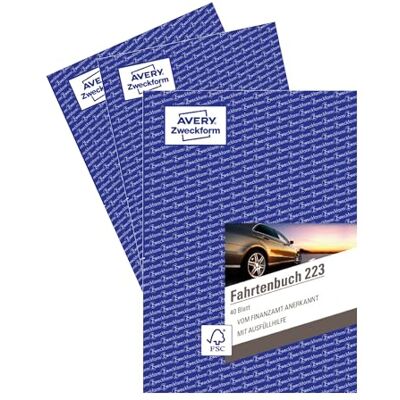 Avery 223-3 Softcover Fahrtenbuch PKW (Finanzamt anerkannt, DIN A5 210x148mm, 80 Seiten 858 Fahrten, Deutschland & Österreich, Abgrenzung privater/geschäftlicher Fahrten) 3er-Pack Avery 223-3 Softcover Fahrtenbuch PKW (Finanzamt anerkannt, DIN A5 210x148mm, 80 Seiten 858 Fahrten, Deutschland & Österreich, Abgrenzung privater/geschäftlicher Fahrten) 3er-Pack