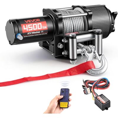 VEVOR Elektrische Seilwinde 2041 kg, 12V DC Motorwinde mit Φ5,8 mm x 12 m Stahlseil, Kabelloser & Kabelgebundener Fernbedienung, IP55, Elektrowinde zum Abschleppen von ATVs, UTVs & Offroad-Fahrzeugen VEVOR Elektrische Seilwinde 2041 kg, 12V DC Motorwinde mit Φ5,8 mm x 12 m Stahlseil, Kabelloser & Kabelgebundener Fernbedienung, IP55, Elektrowinde zum Abschleppen von ATVs, UTVs & Offroad-Fahrzeugen
