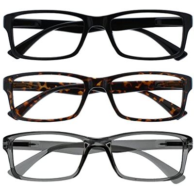 OPULIZE 3 Stück Kurzsichtbrille für Herren und Damen, schwarz, braun, grau, MMM92-127 -1.00 OPULIZE 3 Stück Kurzsichtbrille für Herren und Damen, schwarz, braun, grau, MMM92-127 -1.00