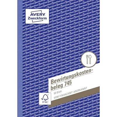 Avery 745 Bewirtungskostenbeleg (A5, mikroperforiert, 50 Blatt) Blau (weiß Blätter) Avery 745 Bewirtungskostenbeleg (A5, mikroperforiert, 50 Blatt) Blau (weiß Blätter)