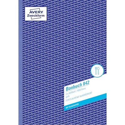Avery 842 Bonbuch (A4, 1.000 fortlaufend nummerierte Bons, 2x50 Blatt, mit einem Blatt Blaupapier und je einem Durchschlag, 1 Buch mit 1.000 Bons, ideal für den Gastronomiebedarf) gelb/weiß Avery 842 Bonbuch (A4, 1.000 fortlaufend nummerierte Bons, 2x50 Blatt, mit einem Blatt Blaupapier und je einem Durchschlag, 1 Buch mit 1.000 Bons, ideal für den Gastronomiebedarf) gelb/weiß