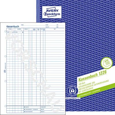 Avery 1226 Recycling Kassenbuch (A4, 100 Blatt, 1 Blatt Blaupapier, nach Steuerschiene 300, EDV-gerechte Datenerfassung, von Rechtsexperten geprüft, für DE, ordnungsgemäße Buchführung) weiß Avery 1226 Recycling Kassenbuch (A4, 100 Blatt, 1 Blatt Blaupapier, nach Steuerschiene 300, EDV-gerechte Datenerfassung, von Rechtsexperten geprüft, für DE, ordnungsgemäße Buchführung) weiß