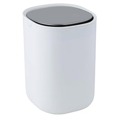 WENKO Schwingdeckeleimer Mod. Frini 1,5 L aus Kunststoff mit Edelstahl-Deckel, kleiner Kosmetik- und Abfalleimer für Bad, Gäste-WC und Schminktisch, Tischmülleimer für Küche und Esstisch,weiß WENKO Schwingdeckeleimer Mod. Frini 1,5 L aus Kunststoff mit Edelstahl-Deckel, kleiner Kosmetik- und Abfalleimer für Bad, Gäste-WC und Schminktisch, Tischmülleimer für Küche und Esstisch,weiß