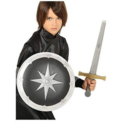 FIESTAS GUIRCA Mittelalterlicher Schild und Schwert für Kinder (Schild 35 cm, Schwert 50 cm) Ritter Rüstung Zubehör für Karneval, Mottoparty, Halloween, Geburtstag Jungen Schwarz Silber FIESTAS GUIRCA Mittelalterlicher Schild und Schwert für Kinder (Schild 35 cm, Schwert 50 cm) Ritter Rüstung Zubehör für Karneval, Mottoparty, Halloween, Geburtstag Jungen Schwarz Silber