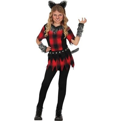 FIESTAS GUIRCA Werwolf Halloween Kostüm Kinder (10-12 Jahre) Tier Kostüm Karneval Fasching inkl. Oberteil, Gürtel, Haarreif, Handschuhe und Hose Werwolf Kostüm Halloween Mädchen Schwarz Rot FIESTAS GUIRCA Werwolf Halloween Kostüm Kinder (10-12 Jahre) Tier Kostüm Karneval Fasching inkl. Oberteil, Gürtel, Haarreif, Handschuhe und Hose Werwolf Kostüm Halloween Mädchen Schwarz Rot