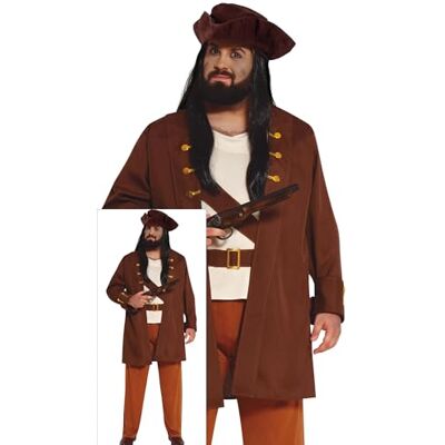 FIESTAS GUIRCA Piraten Kapitän Kostüm für Erwachsene (56-58/XXL) Hemd, Jacke, Gürtel, Hose und Hut Korsar Kostüme für Halloween, Karneval und Piratenpartys Herren Braun und Beige FIESTAS GUIRCA Piraten Kapitän Kostüm für Erwachsene (56-58/XXL) Hemd, Jacke, Gürtel, Hose und Hut Korsar Kostüme für Halloween, Karneval und Piratenpartys Herren Braun und Beige