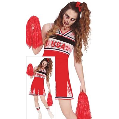 FIESTAS GUIRCA Cheerleader Zombie Kostüm Untote Cheerleader Kleid für Halloween, Sport und Zombie Partys Kostüme für Damen und Teenager Rot und Weiß FIESTAS GUIRCA Cheerleader Zombie Kostüm Untote Cheerleader Kleid für Halloween, Sport und Zombie Partys Kostüme für Damen und Teenager Rot und Weiß