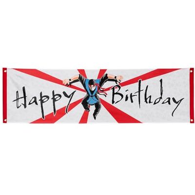 Boland Ninja Happy Birthday Banner, 180 x 50 cm Polyester Fahne, Dekoration zum Aufhängen, Geburtstag und Mottoparty, Wandbild Kampfkunst Boland Ninja Happy Birthday Banner, 180 x 50 cm Polyester Fahne, Dekoration zum Aufhängen, Geburtstag und Mottoparty, Wandbild Kampfkunst