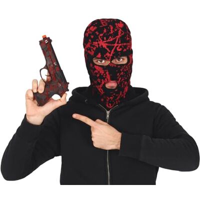 FIESTAS GUIRCA Blutverschmierte falsche Pistole (22 cm) – Accessoire für Polizei-, Militär-, Räuber- und Halloween-Kostüm – Partyzubehör für Damen, Herren und Kinder – Schwarz FIESTAS GUIRCA Blutverschmierte falsche Pistole (22 cm) – Accessoire für Polizei-, Militär-, Räuber- und Halloween-Kostüm – Partyzubehör für Damen, Herren und Kinder – Schwarz