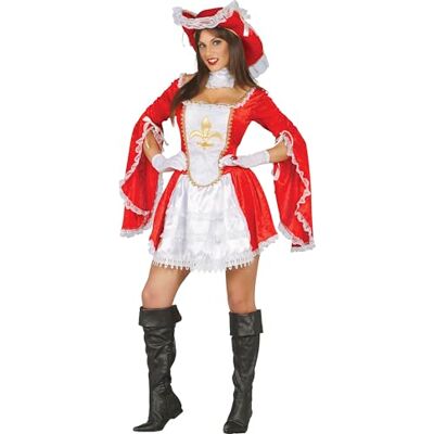 FIESTAS GUIRCA Musketierin Kostüm für Damen Kleid, Hut und Kragen Banditen- und Musketier Kostüme für Halloween, Karneval und Kostümpartys Erwachsene FIESTAS GUIRCA Musketierin Kostüm für Damen Kleid, Hut und Kragen Banditen- und Musketier Kostüme für Halloween, Karneval und Kostümpartys Erwachsene