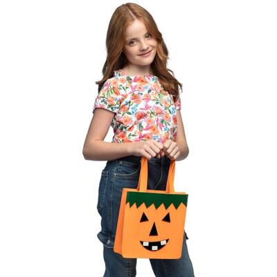 Boland 73219 Kürbis-Tasche aus Filz, 23 x 23 x 9 cm, Bonbon Tüte für Halloween und Karneval Boland 73219 Kürbis-Tasche aus Filz, 23 x 23 x 9 cm, Bonbon Tüte für Halloween und Karneval