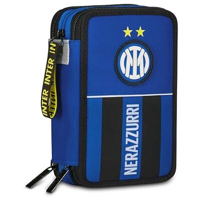 Seven Inter Schul-Federmäppchen mit 3 Reißverschlüssen, blau, dreifach Fach mit Stiften, Bleistiften, Farben, Grundschule, Kinder, Fußball, blau, Modern Seven Inter Schul-Federmäppchen mit 3 Reißverschlüssen, blau, dreifach Fach mit Stiften, Bleistiften, Farben, Grundschule, Kinder, Fußball, blau, Modern
