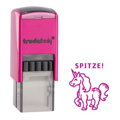 Trodat edy FIX Motivationsstempel für Lehrer und Pädagogen, Stempelset zum Motivieren – 1 Motiv Einhorn SPITZE, Deutsch, Gehäuse Pink, Abdruck Pink, Selbstfärbend, 20 x 20 mm Trodat edy FIX Motivationsstempel für Lehrer und Pädagogen, Stempelset zum Motivieren – 1 Motiv Einhorn SPITZE, Deutsch, Gehäuse Pink, Abdruck Pink, Selbstfärbend, 20 x 20 mm