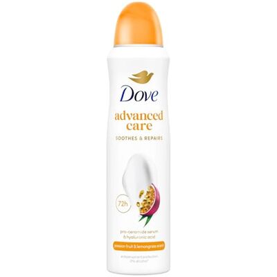 Dove Advanced Care Go Fresh Passion Fruit & Lemongrass Scent with Triple Moisturizing technology Anti-Transpirant Deodorant Spray Aerosol for 72 hours of protection 150ml Dove Advanced Care Go Fresh Passion Fruit & Lemongrass Scent with Triple Moisturizing technology Anti-Transpirant Deodorant Spray Aerosol for 72 hours of protection 150ml