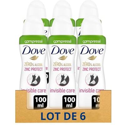 Dove Invisible Care Zinc Protect Deodorant für Damen, komprimiertes Spray, 0% Alkohol, 72 Stunden Schutz gegen Gerüche, 6 x 100 ml Dove Invisible Care Zinc Protect Deodorant für Damen, komprimiertes Spray, 0% Alkohol, 72 Stunden Schutz gegen Gerüche, 6 x 100 ml