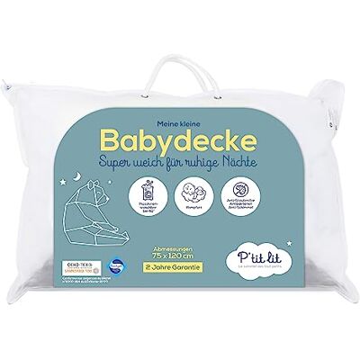 P'tit Lit – Baby-Steppdecke Kinder – 75 x 120 cm – Anti-Milben-Decke – ideal für Bett 60 x 120 cm – 100 % Mikrofaser – Oeko Tex® P'tit Lit – Baby-Steppdecke Kinder – 75 x 120 cm – Anti-Milben-Decke – ideal für Bett 60 x 120 cm – 100 % Mikrofaser – Oeko Tex®