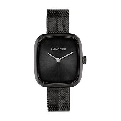 Calvin Zwei-Zeiger-Quarzwerk-Uhr für Damen Kollektion CK Adore mit Schwarzes Edelstahl-Mesh-Gliederarmband 25100100 Calvin Zwei-Zeiger-Quarzwerk-Uhr für Damen Kollektion CK Adore mit Schwarzes Edelstahl-Mesh-Gliederarmband 25100100