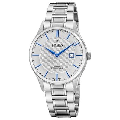 Festina Swiss Made Herrenuhr Analog aus Edelstahl 316l Silberfarben Festina Swiss Made Herrenuhr Analog aus Edelstahl 316l Silberfarben