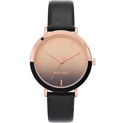 NINE WEST Women's Strap Watch Black/Rose Gold NINE WEST Women's Strap Watch Black/Rose Gold