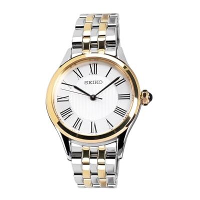 Seiko Klassik Armbanduhr für Damen in der Farbe Bicolor mit Armband aus Edelstahl, Wasserdichtigkeit: 5 bar, Gehäusedurchmesser: 29,6 mm, SUR612P1 Seiko Klassik Armbanduhr für Damen in der Farbe Bicolor mit Armband aus Edelstahl, Wasserdichtigkeit: 5 bar, Gehäusedurchmesser: 29,6 mm, SUR612P1